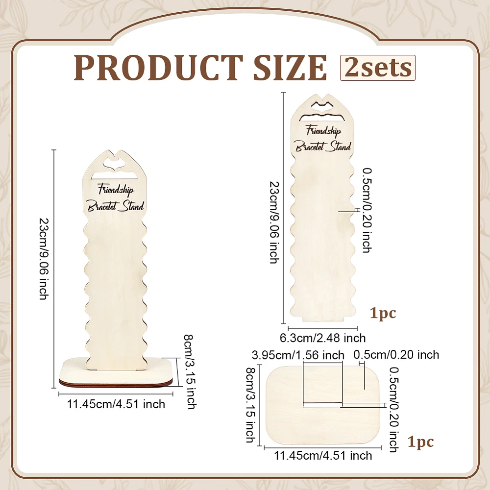 2 Sets Wooden Bracelet Holder 8 Slots Friendship Bracelets Display Stand Vertical Tabletop Bangle Organizer Wood Plank Bangles