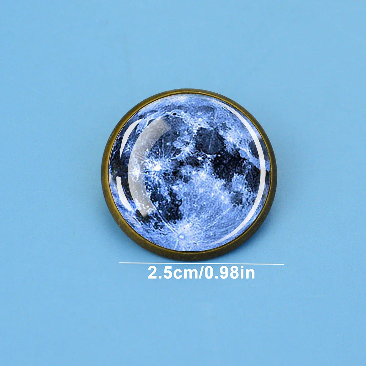 Moon Planet Pattern Brooch Glass Dome Lapel Pin Decorative Accessory for Clothing Jackets Backpacks Daily Party Ornament Gift
