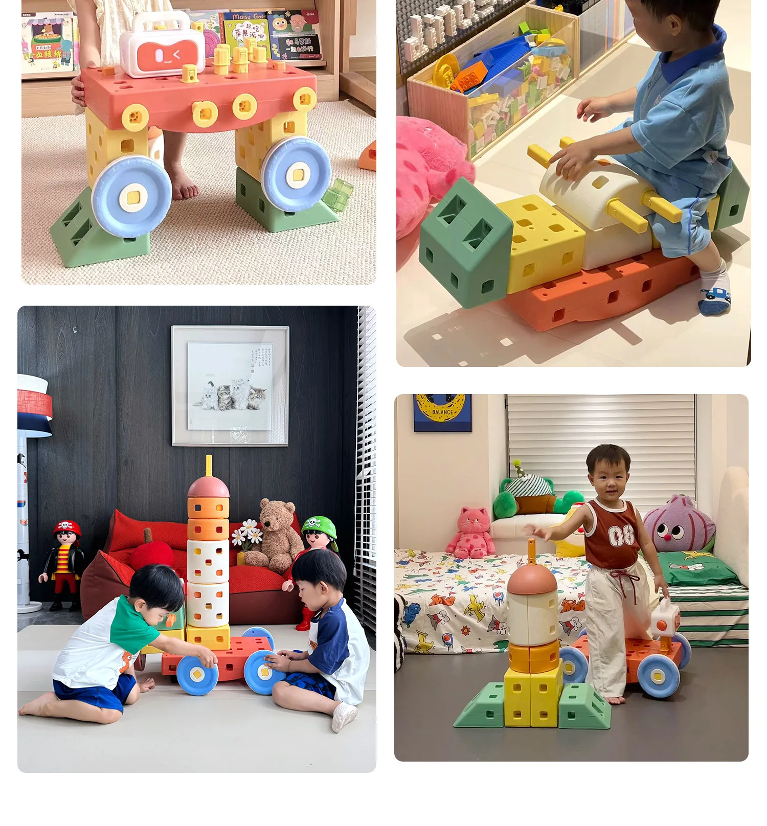 Toddler DIY Building Blocks with Wheels, Creative Sensory Educational Toys,Early Learning Play Set for Kids Ages 3+ view 3