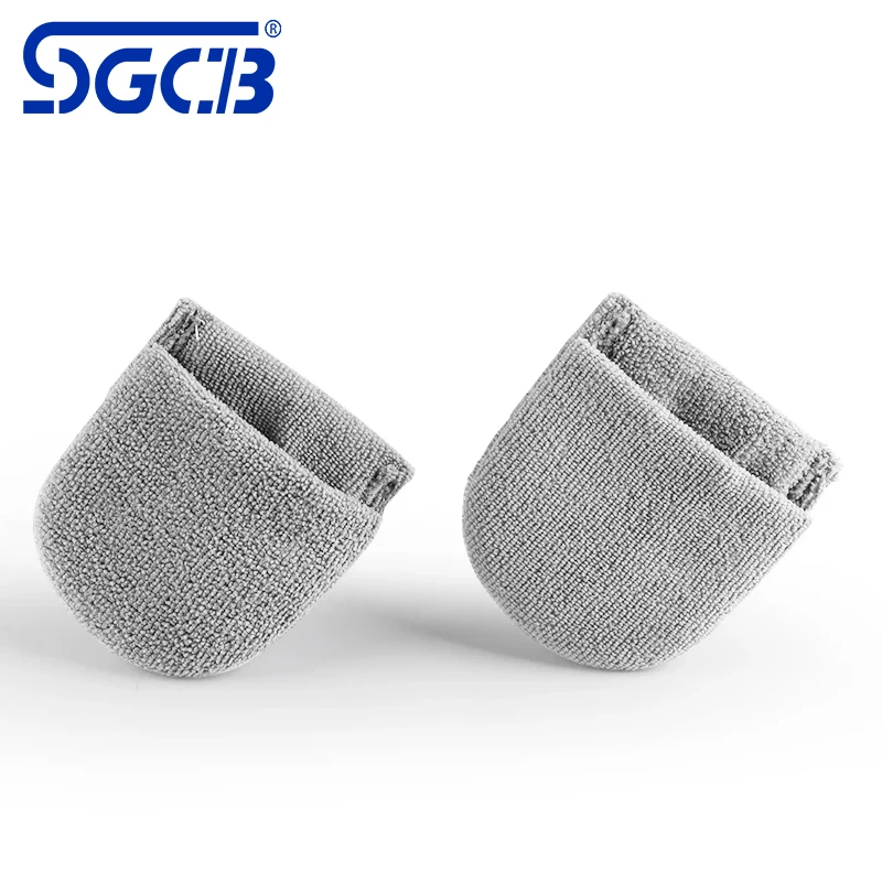 

SGCB Auto Detailing Microfiber Wax Applicator Pad With Finger Pocket Pack of 2 Polishing Mitts For Car Care Gray