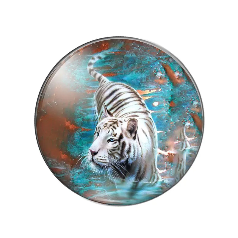 Art Watercolor Tigers Animal Paintings 12mm/14mm/16mm/18mm/20mm/25mm Round photo glass cabochon demo flat back Making findings