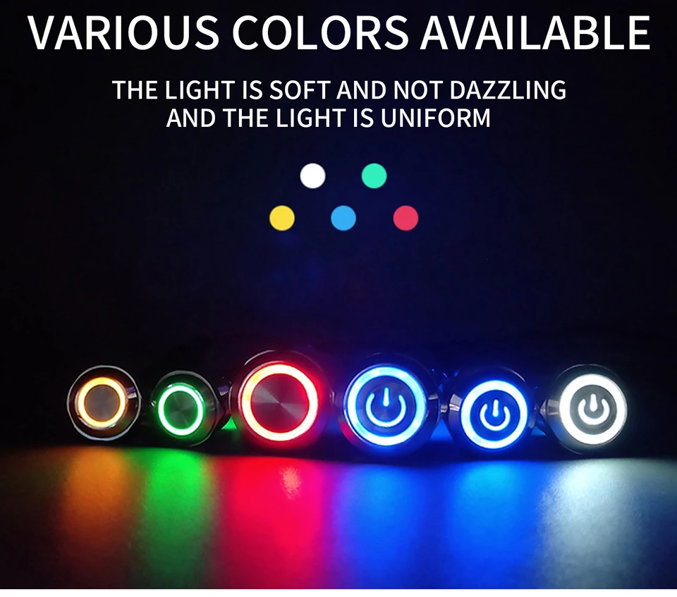 12/16/19/22mm Schwarz schale mit Draht Druckknopf schalter Metall wasserdicht Verriegelung Momentan LED Licht Auto Motor Leistungs schalter Husa – Detail 5