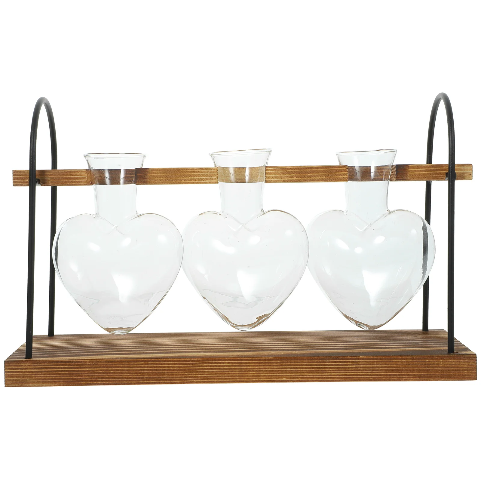 

1Set Green Plant Container Glass Vase with Wood Base Hydroponic Planter for Indoor Plants Desktop Garden Decoration Air Plant