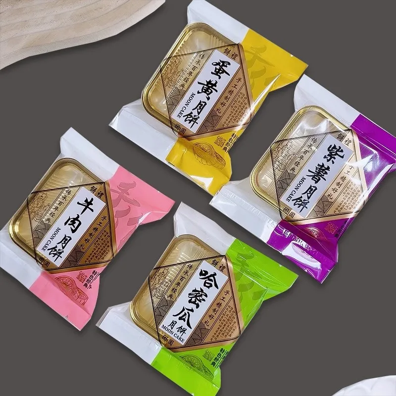 

Пакетик для пакетирования лунного пирога с фруктовым вкусом и подносом, 75 г, 80 г, паста из соевых бобов с желтком грецкого ореха, без сахара, сумка для лунного пирога в форме сердца