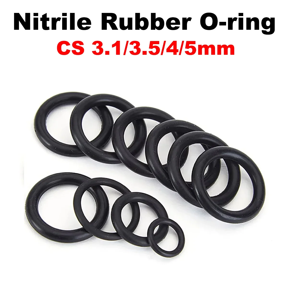 CS 3.1/3.5/4/5mm OD 4-64mm Nitrile Rubber O-ring NBR Plumbing Sealing Gasket Black Spacer Oil Resistance Round Seal Washer