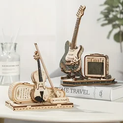 3D Puzzle for Teens Wooden Craft Kits DIY Model Guitar Violin Kit to Build Brain Teaser Puzzle Toy Creative Gift for Adults