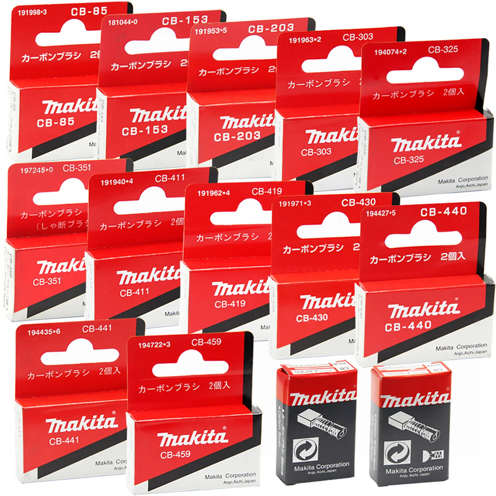 Imagem -06 - Original Makita Escovas de Carbono Peças de Reposição para Ferramentas Elétricas Makita Brocas Moedores Serras Plaças Martelos Cb440 Cb325 Cb419