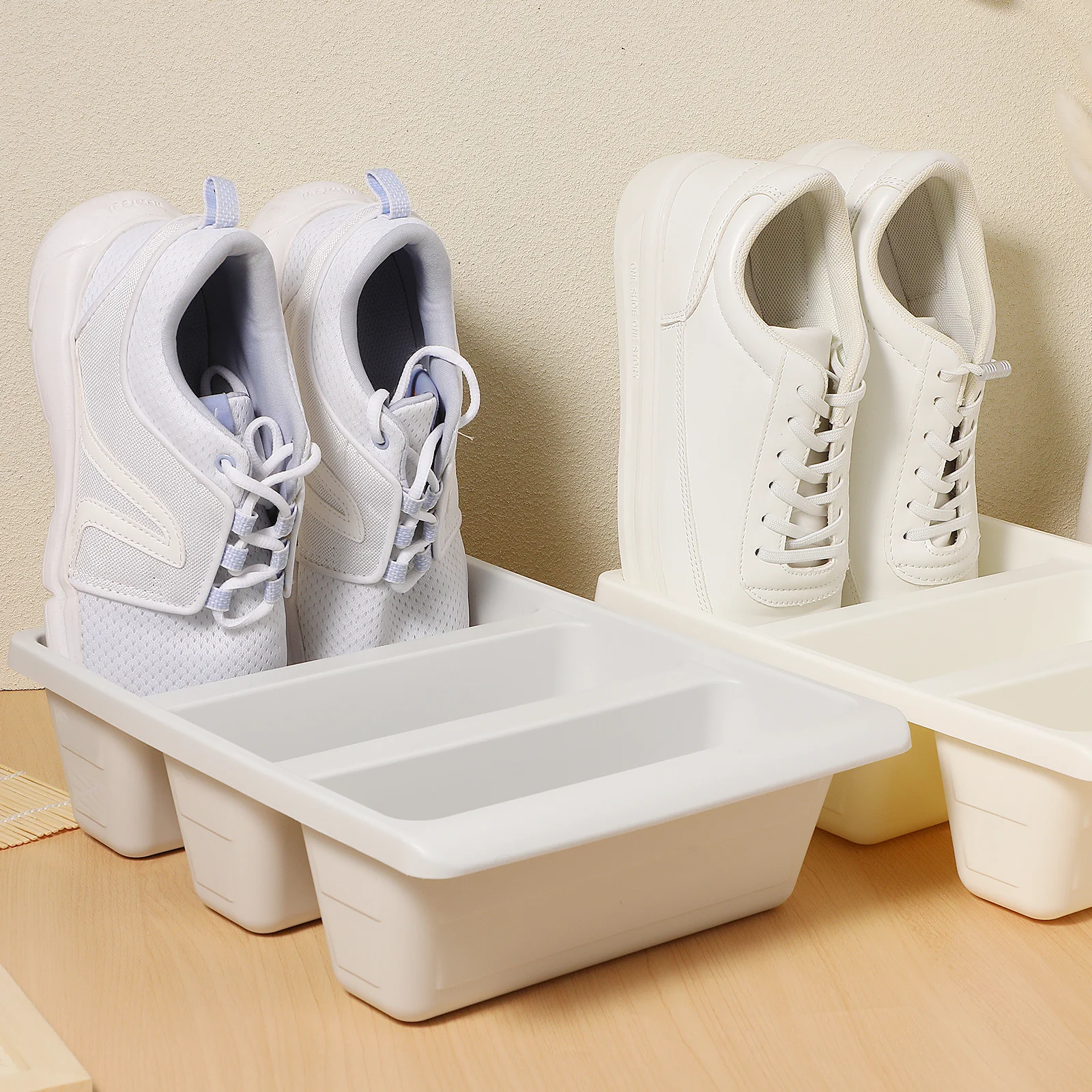 

2pcs Vertical Rack Thickened No Hole Installation Frosted Finish Shoe Shelf For Home Slippers Organizer Storage Rack Household