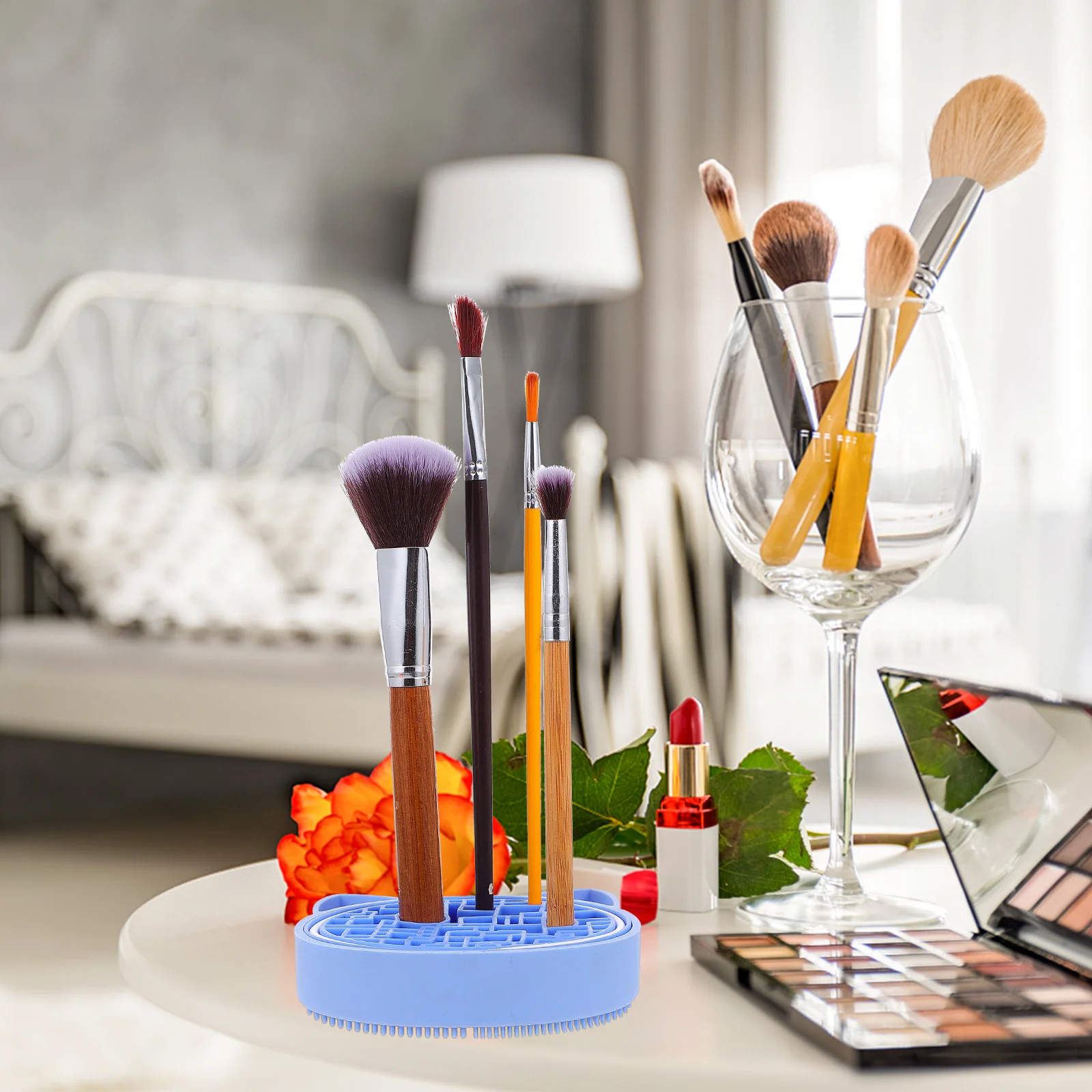 

Makeup Drying Holder Silicone 2 In 1 Cleaning Mat For All Sizes Scrubber Pad Makeup Brush Cleaner Mat Brush Organizing