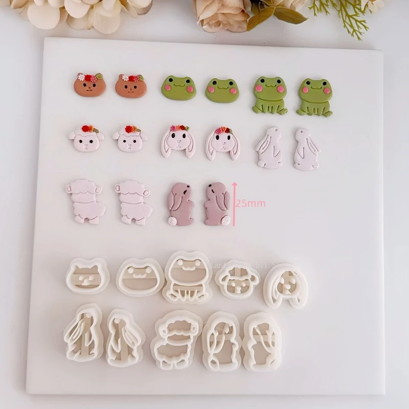 Cute Animal Polymer Clay Cutter Frog/rabbit/lamb Polymer Clay Molds DIY Earring Pendant Clay Modeling Pottery Tools