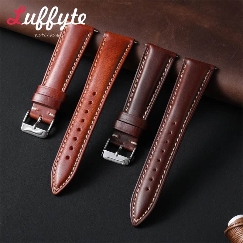 Ölwachs Verfärbung Echtes Leder Uhrenarmband 18mm 19mm 20mm 21mm 22mm Schnellverschluss Universal Ersatzarmband – Detail 8
