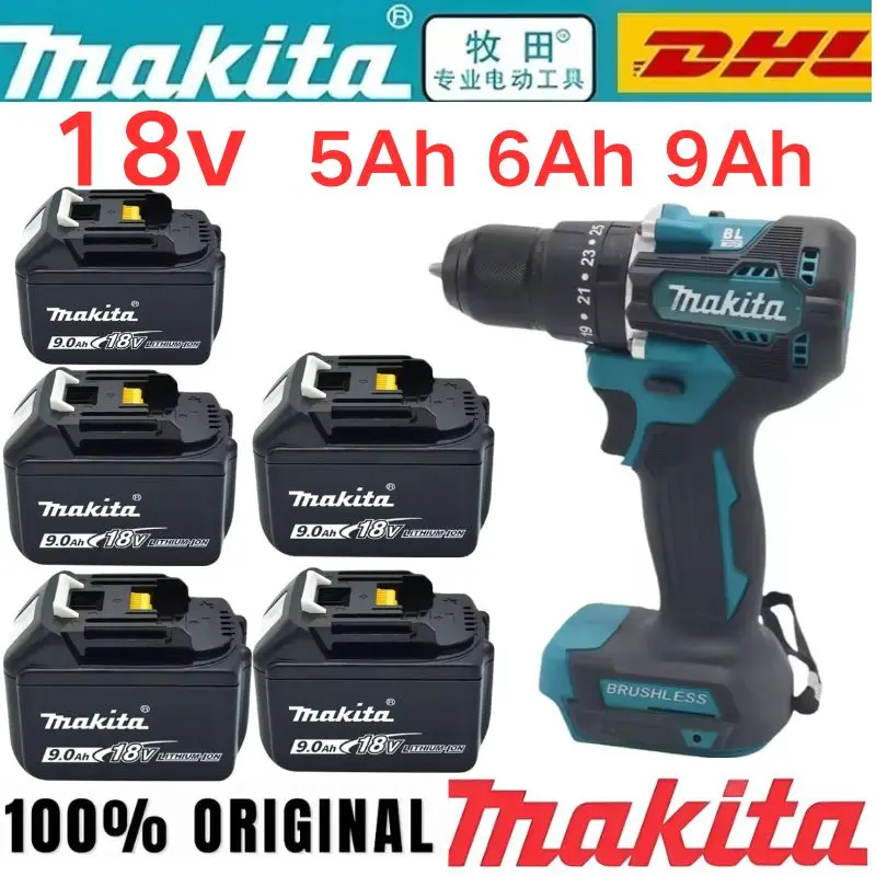 

100% Origina 18V Makita 5Ah 6Ah 9Ah Мощный аккумулятор для инструментов + зарядное устройство, для DDF487 литиевая аккумуляторная ударная дрель бытовая
