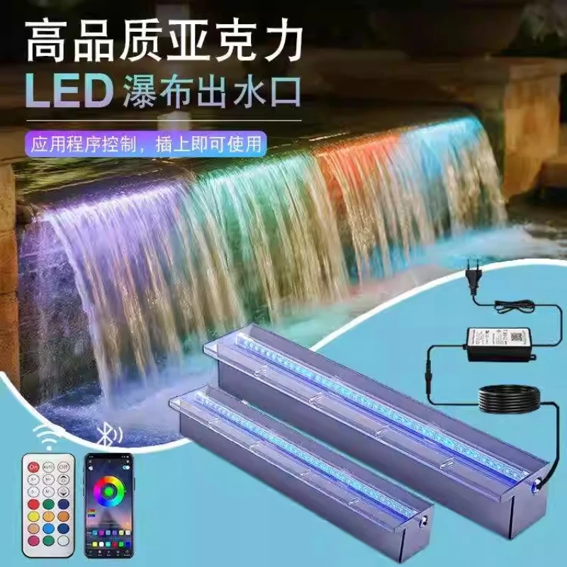 

Waterfall water outlet courtyard landscape decoration water curtain wall outdoor setting colorful pool water curtain light
