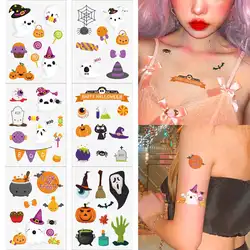 6pcs Creative Funny Halloween Series Temporary Tattoo Stickers for Halloweeen Party Decor Pumkin Ghost Fake Tattoo Festival Gift