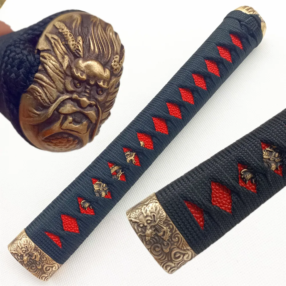 

26 см Катана Tsuka, черная ручка Ito Red Rayskin для японского меча Wakizashi, фурнитура