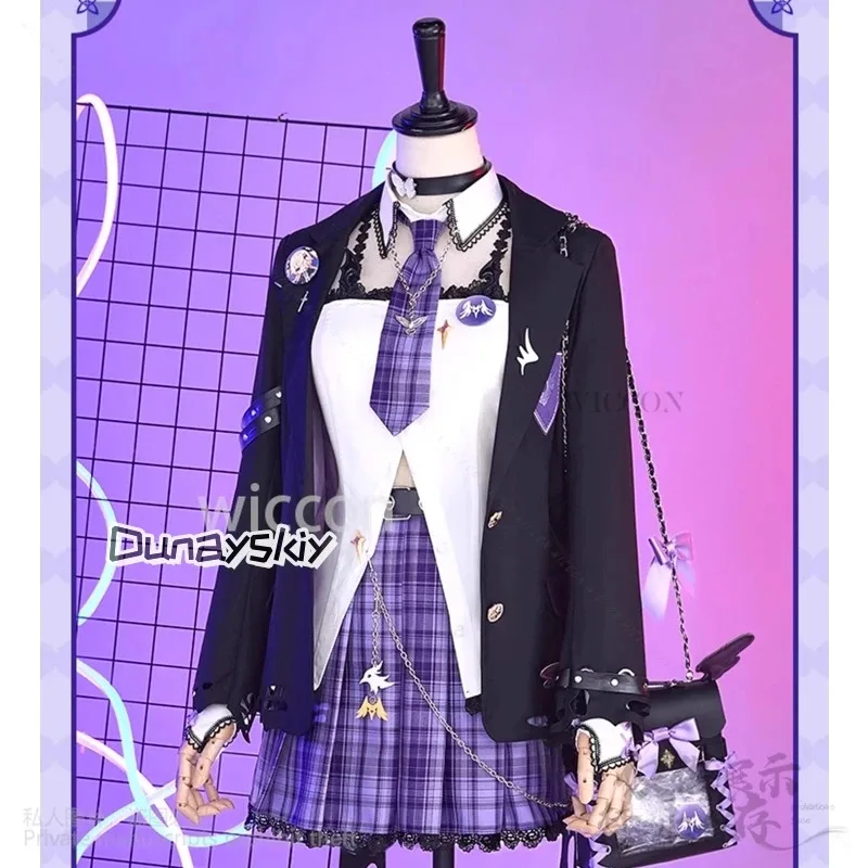 FF34 juego de Anime Genshin Impact Cosplay Amy Fischl uniforme escolar de Corea vestido bolsa pelucas para niñas fiesta de Halloween personalizado