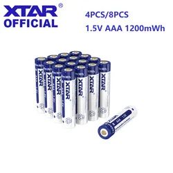 XTAR 1.5V AAA bateria 1200 mWh akumulator litowo-jonowy maksymalny prąd rozładowania 1.5A bluzka z guzikami bateria dla dzieci zabawki