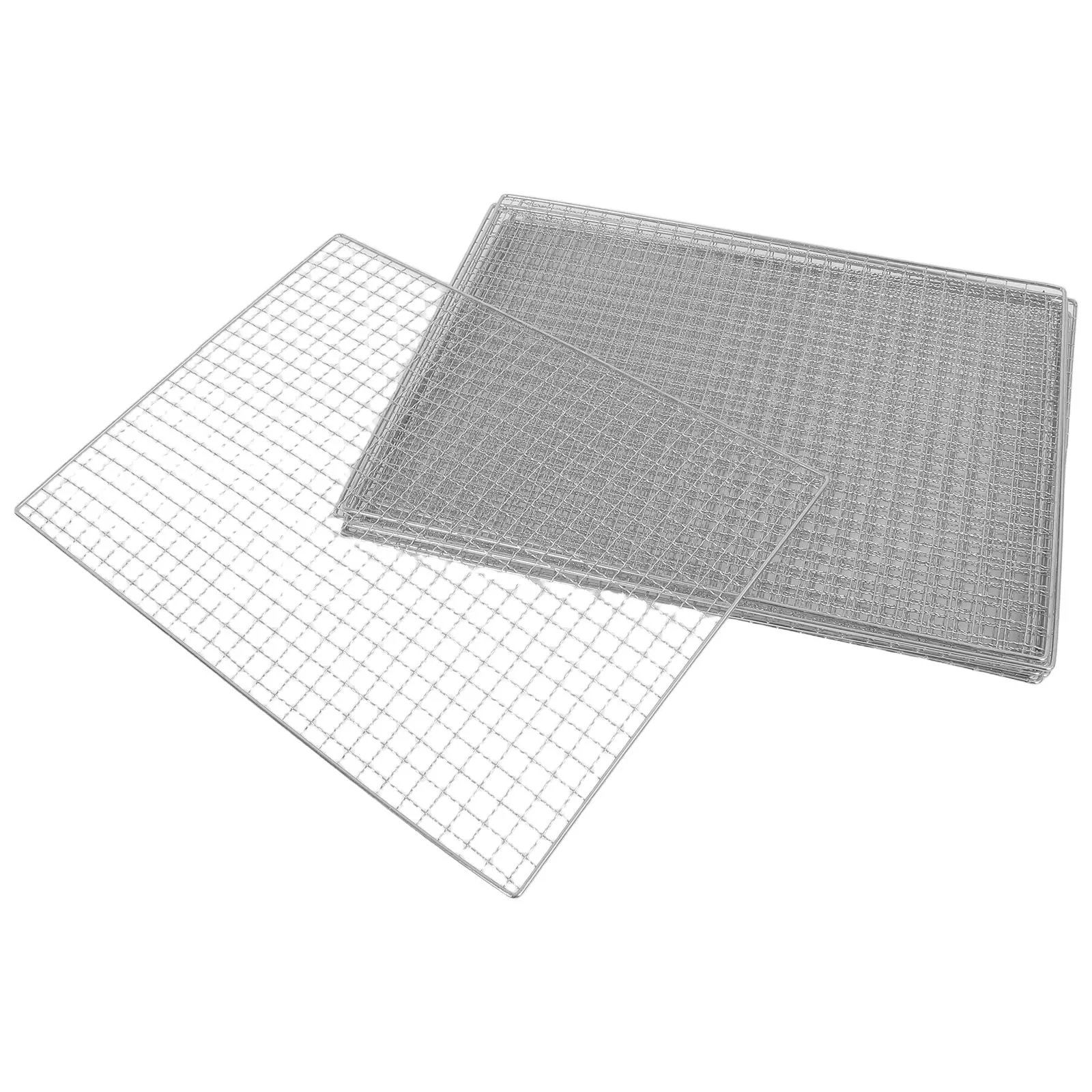 

10pcs Barbecue Grill Mesh Stainless Steel Rectangle Rack For Outdoor Cooking Nonstick Heat Resistant Baking Camping Pizza Net