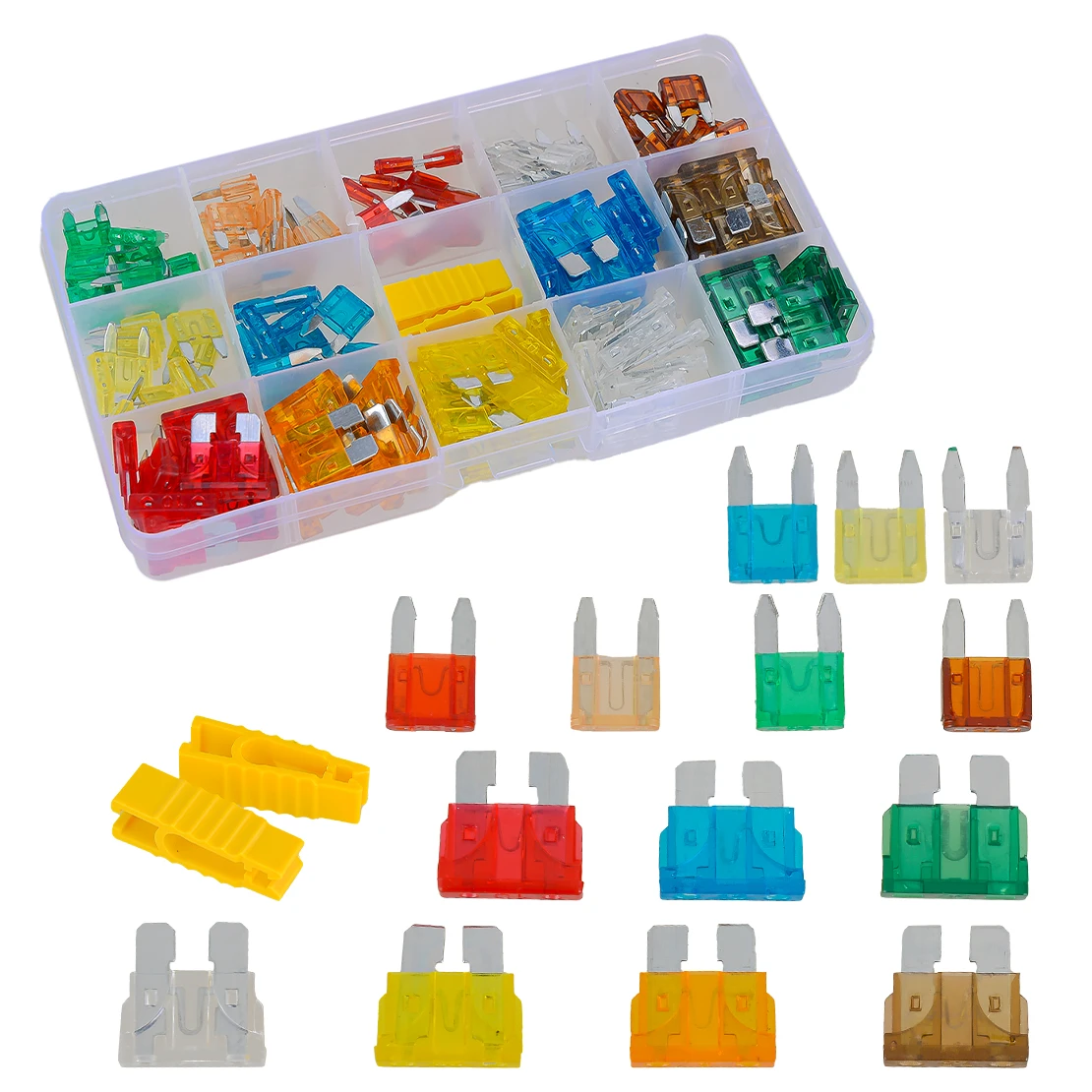 NEW Universal 140Pcs Colorful Blade Fuse 5-30 AMP Assortment Kit Mini Medium Standard Car Truck Motorcycle Marine Travel Trailer