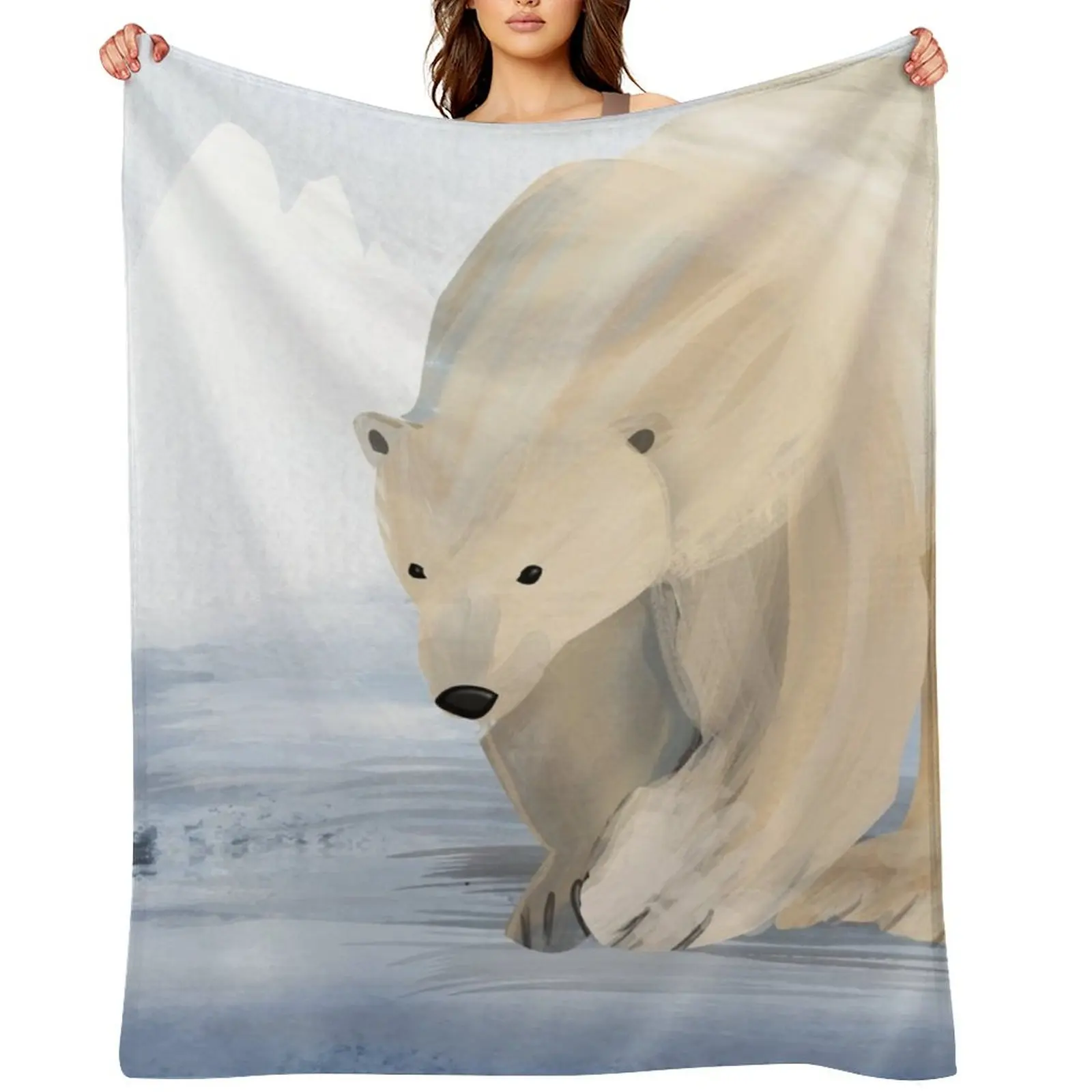

Save the Polar Bears - abstract arctic watercolor illustration - Caroline Laursen Original Throw Blanket