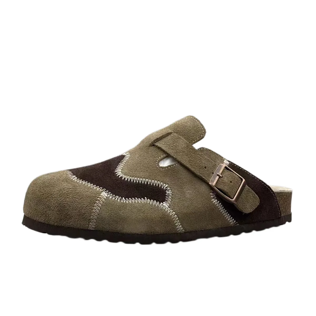 

2026 New Style Men Cork Closed Toe Slides，Color Block Slip-On Half Slippers, Retro Outdoor Anti-Slip Wearable Slippers