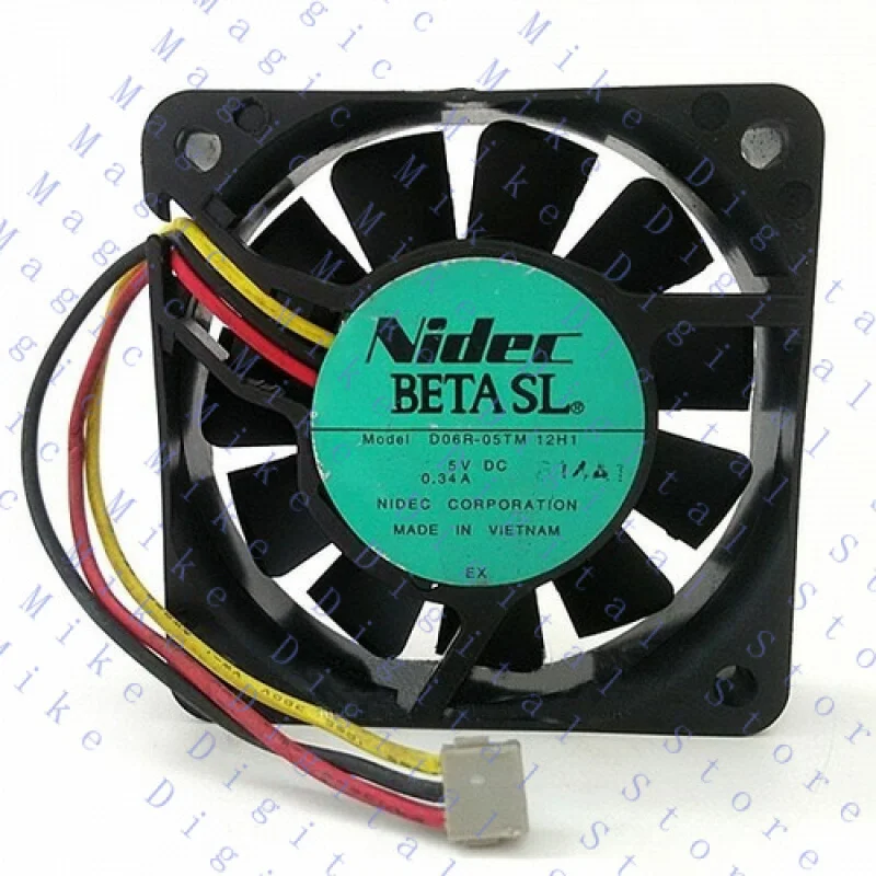 UU  FOR NIDEC 60*60*15MM 6CM DC 5V 0.34A D06R-05TM 12H1 3 Line Bearing Cooling Fan