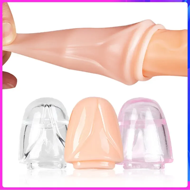 2 Pcs/Set Penis Glans Sleeve Cock Ring Penis Massage Prostata Lock Semen Foreskin Stimulator Ring Sex Toys for Men Penis Sleeves