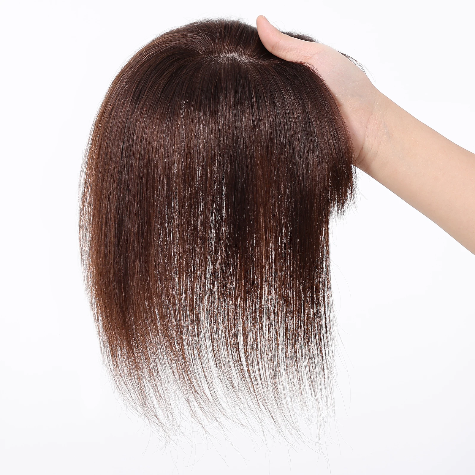 Poni Udara Coklat Alami 10 Inci Klip Puncak Rambut Manusia Dasar Sutra Di Atas Potongan Rambut untuk Wanita 100% Ekstensi Rambut Lurus Remy