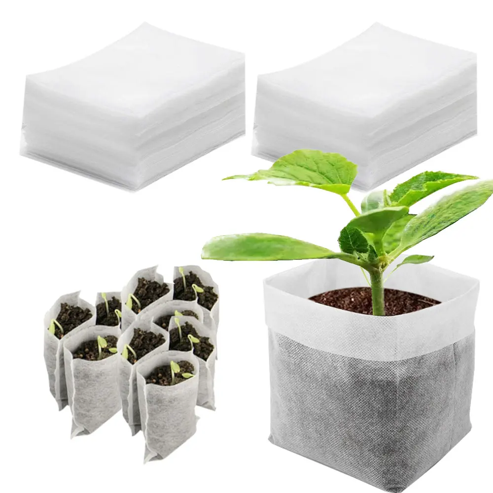 50/100PCS Biodegradable Nursery Pots Non-Woven Eco-Friendly Seedling Pot Fabric Plant Grow Bags for Garden Vegetable Cultivate