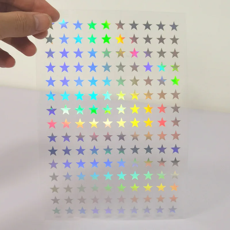 Laserfolie Runder Stern Liebe Blume Vierzackiger Stern Beschriftungsaufkleber Dekoration Bunter Laser