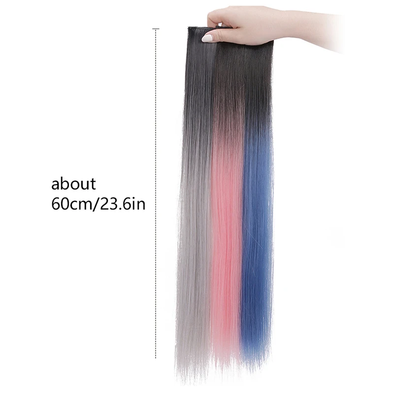 60cm Hair Extension Clip In Hairpiece Long Straight Hanging Ear Wig Clip Synthetic Hair Extensions Accessories Hairpiece Hairpin