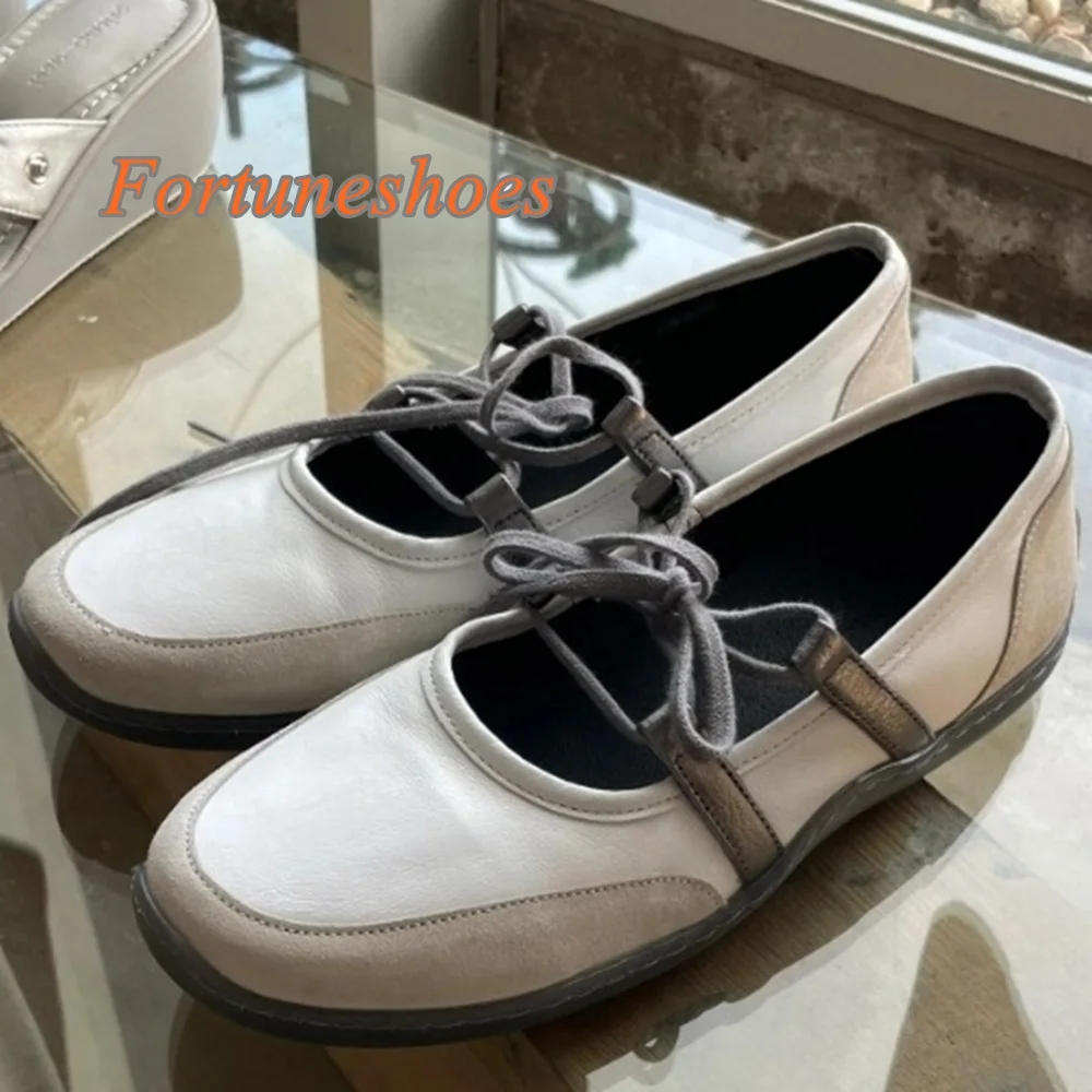 

Round Toe Shallow Patchwork Flat Sole White Cross Tied Hollow Sports Shoes Fashion Casual 2025 New Arrivals Summer/spring Shoes