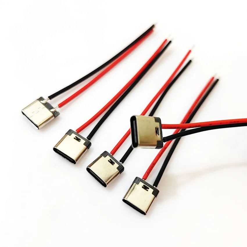 Type-C 2pin Soldered Female Base With Wire Typec Female 3A High Current Socket