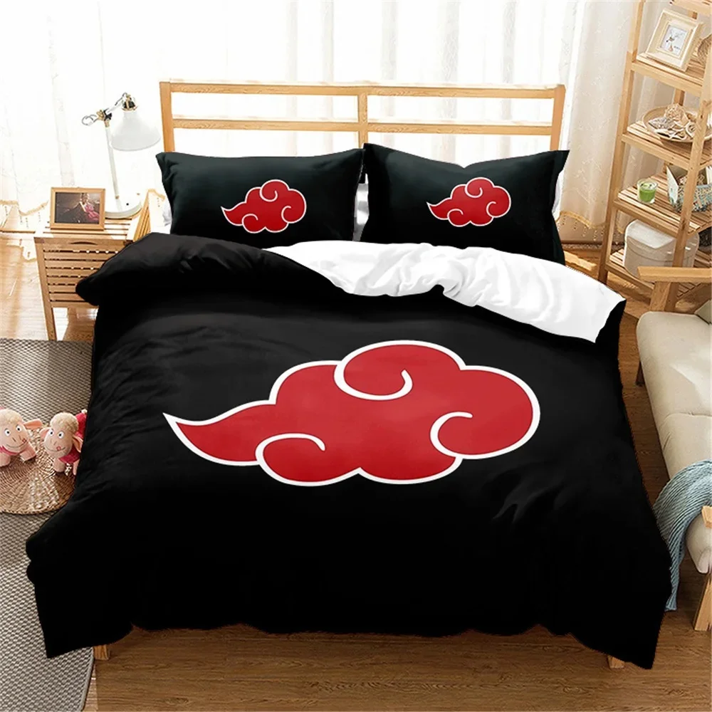 Red Cloud Anime 3D Duvet Cover Sets Comforter Bed Linen Kids Bedding Set Akatsuki Japan Twin Queen King Single Size Gift