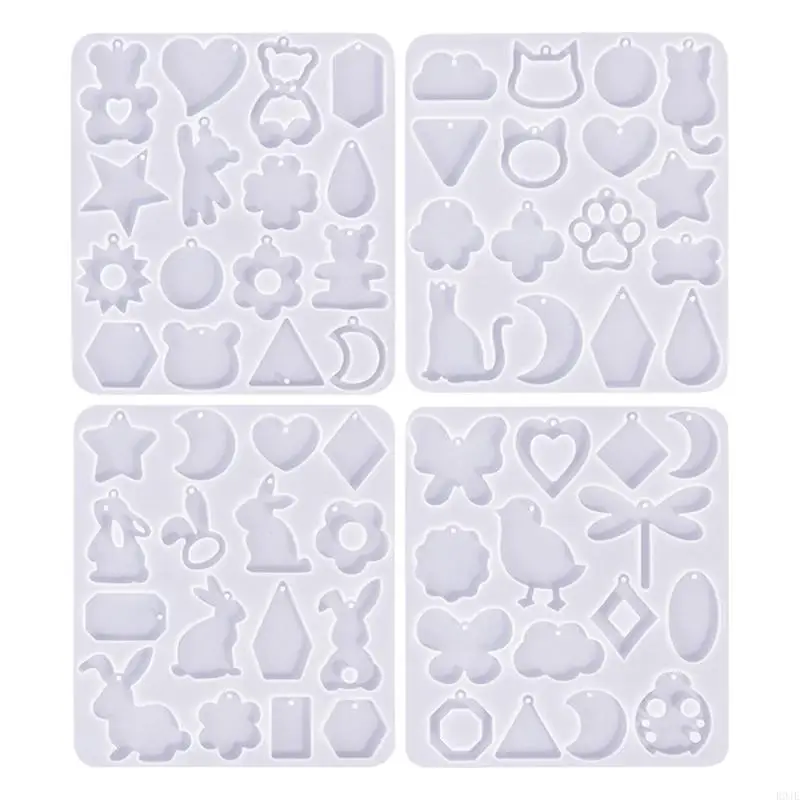 

R9JE Easy to Use Silicone Mold Geometric Animal Shaped Earrings Molds Convenient Ear Rings Making Mould Jewelry Supplies