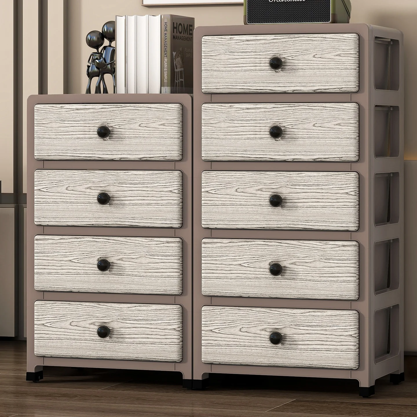 Household storage cabinet, living room storage unit, bedroom drawer-style bedside table, multi-layer covered storage box
