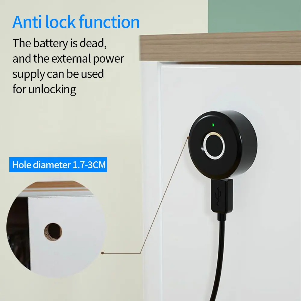 Smart Biometric Fingerprint Home File Drawer Cabinet Lock Keyless Invisible Furniture Wardrobe Electronic Locks Emergency Charge