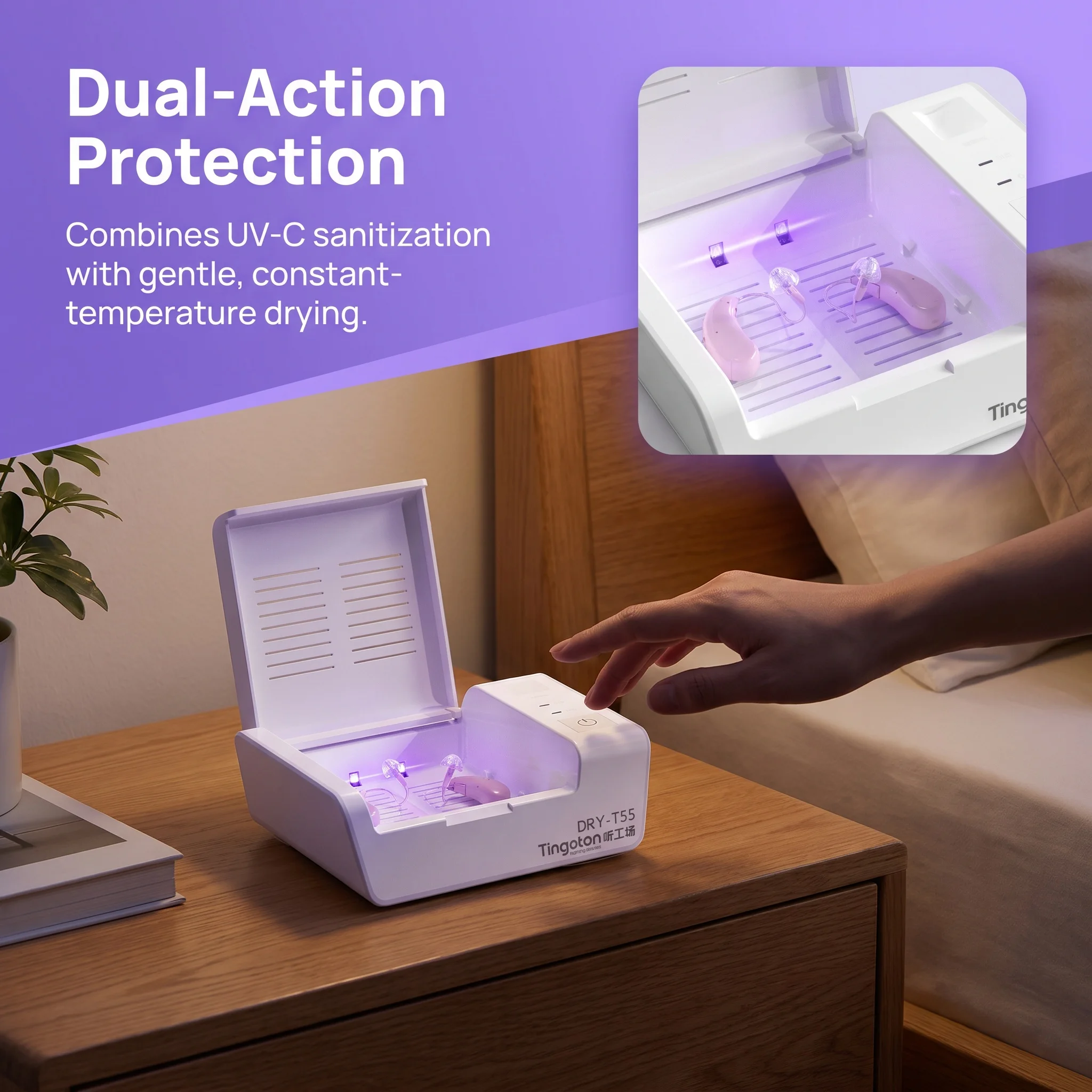 2026Electronic USB Hearing Aid Dryer 2/8 Hour Timer Drying Case Box Electronic Dehumidifier Drybox Hearing Aid Care Accessory