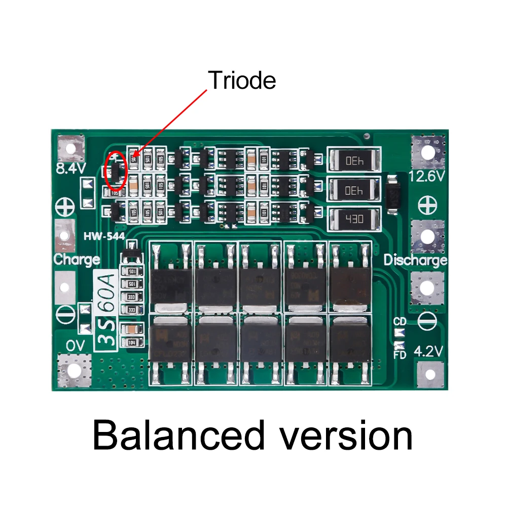 BMS 3S 60A 18650 papan pelindung pengisi daya baterai Lithium untuk Motor bor dengan keseimbangan