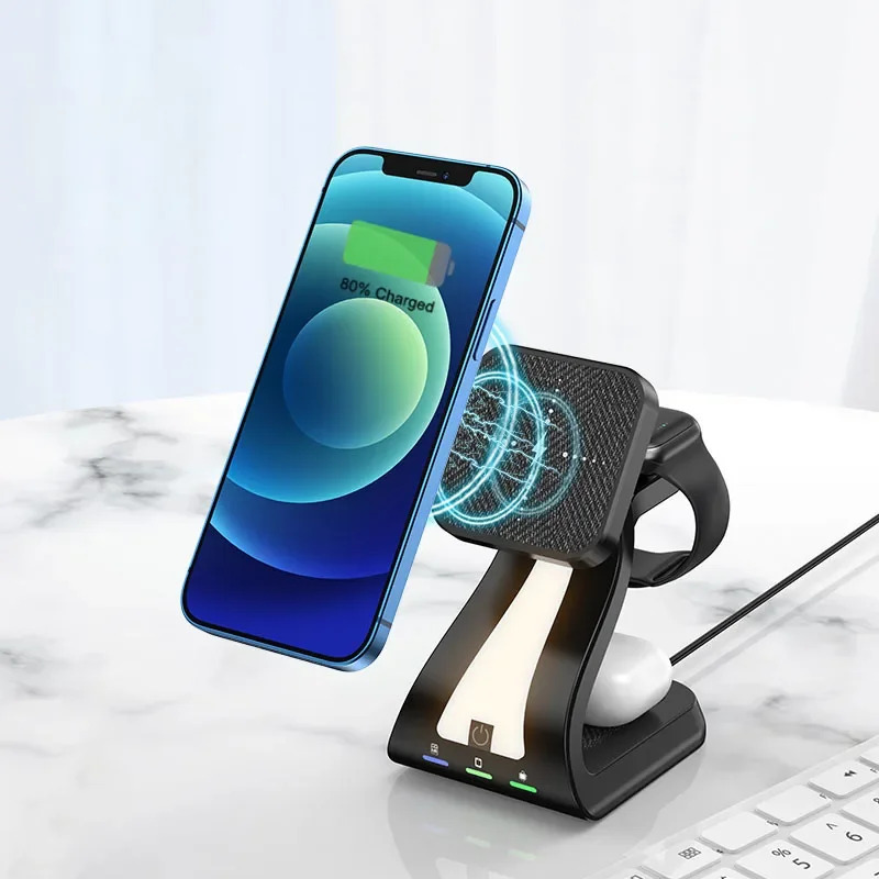 2024 New 3 In 1 Magnetic Wireless Charger Stand For Iphone 15 14 13 Pro Max For Apple Watch 5 6 7 8 Fast Charging Dock Station