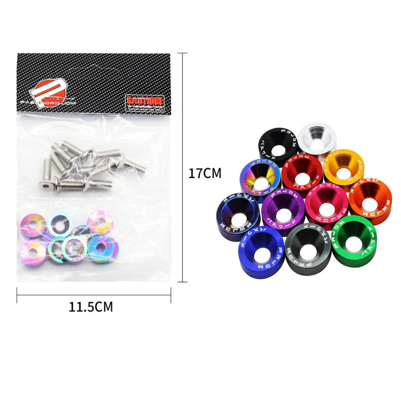 10/20pcs M6 Bolt Set Car Modification Gasket Screw Fenders Bumper Engine Aluminum Concave Screws Hex Fastener