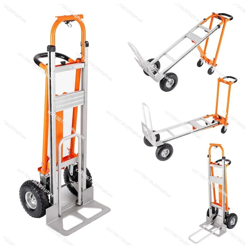 Industrial Folding Dolly，Heavy Duty 1000 Lbs Capacity 4-in-1 Cart, Aluminum， with 10 