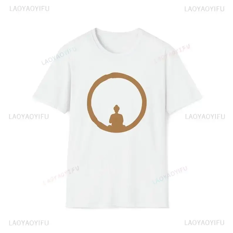 Enso Circle Buddhism Meditating Buddha Cotton Tshirt Yoga Meditation Shirts Zen Tshirts Unisex Softstyle T-Shirt Spiritual Tees