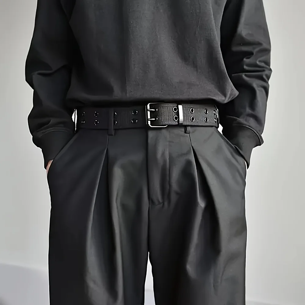 1pc 남성용 더블 홀 핀 버클 벨트, 야외 스포츠용, 남성과 여성 모두에게 적합