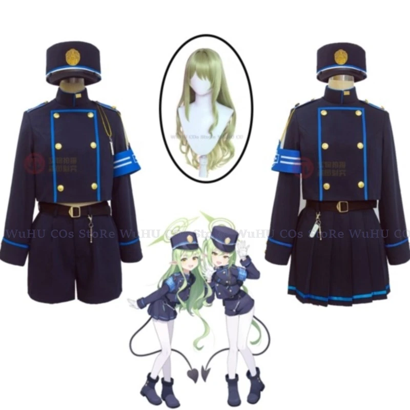 Game Blue Archive Railway Academy New Student Lovely Uniform Cosplay Costume Halo Wig Hat Women Halloween Carnival Role Play