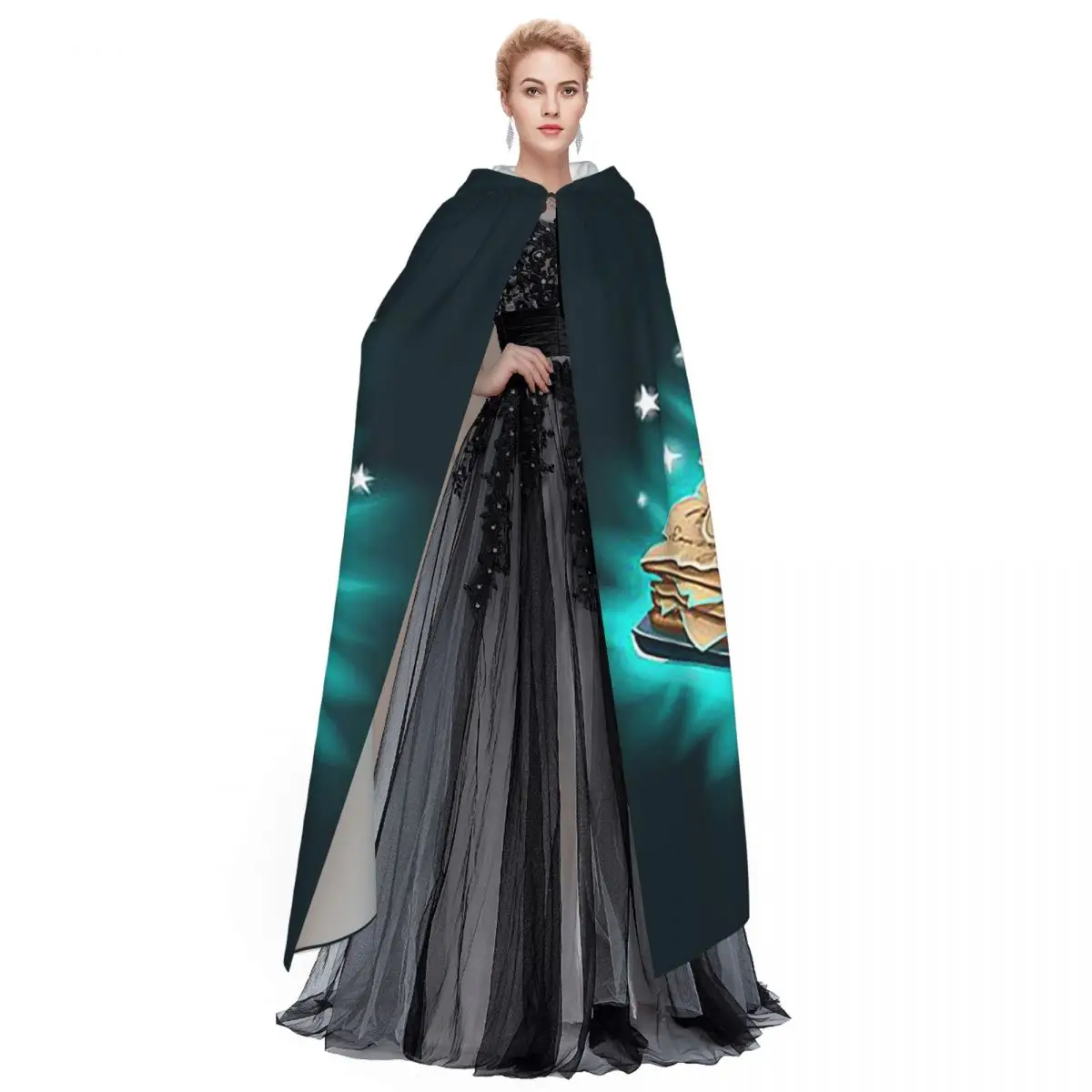 كتاب السحر طويل مقنعين عباءة الساحرة القرون الوسطى زي تأثيري كيب هالوين معطف الكبار للجنسين