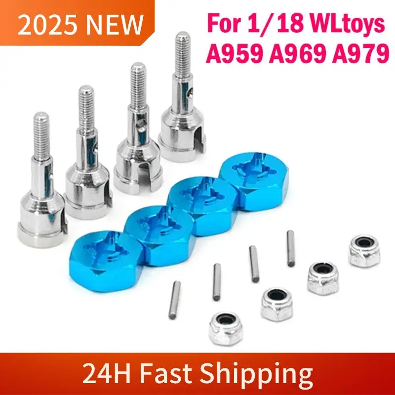 Siège Servo A49U 1/18 pour Wltoys A949 A959-B A969-B bleu et jeu de Conversion de roue essieu et moyeu de plongée hexagonal de 12Mm tournant 1/10 sur route