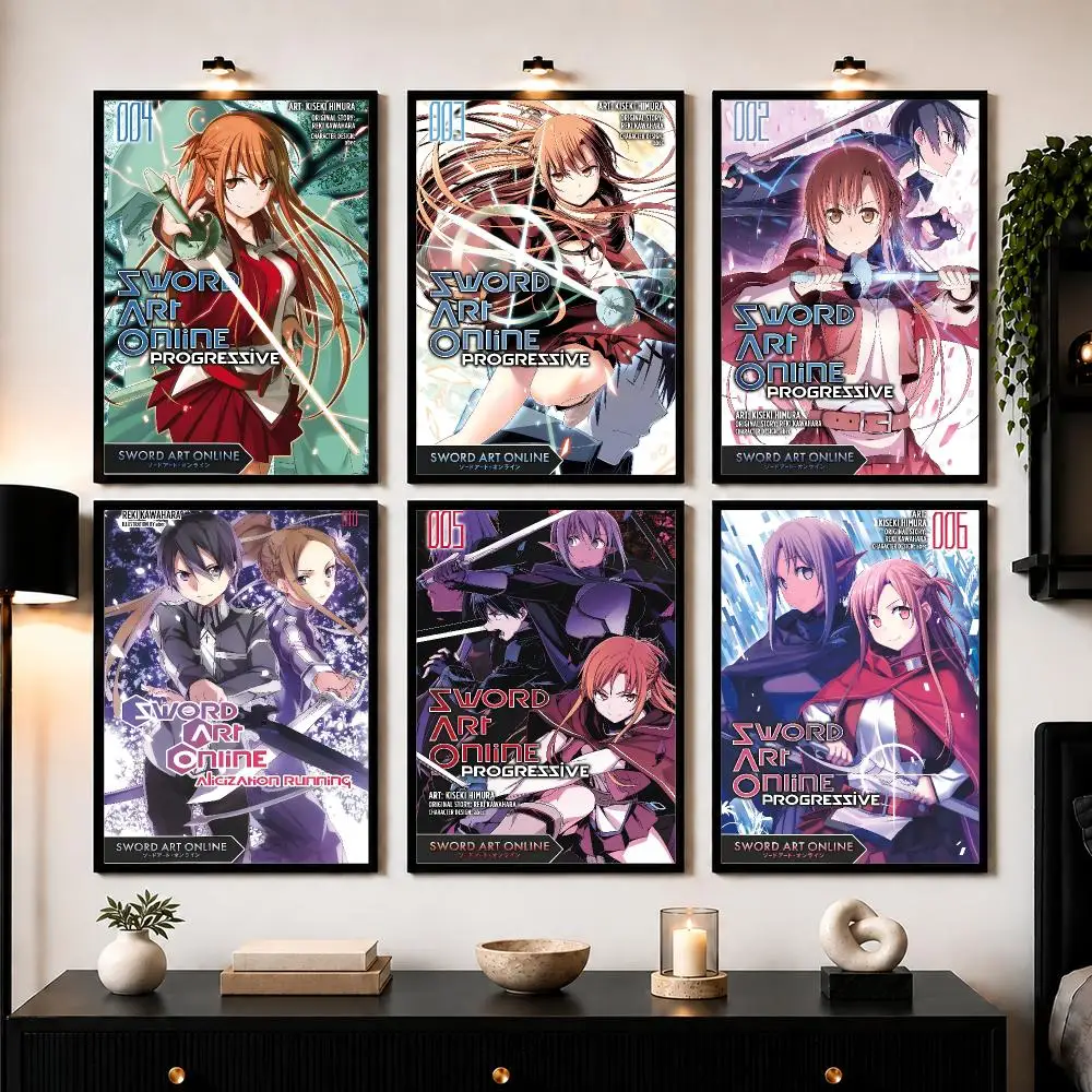 Fantasy Japanese Anime S-Sword Art Online Poster Wall Art Print Sticker for Bedroom Living Room Dorm Office Modern Home Decor
