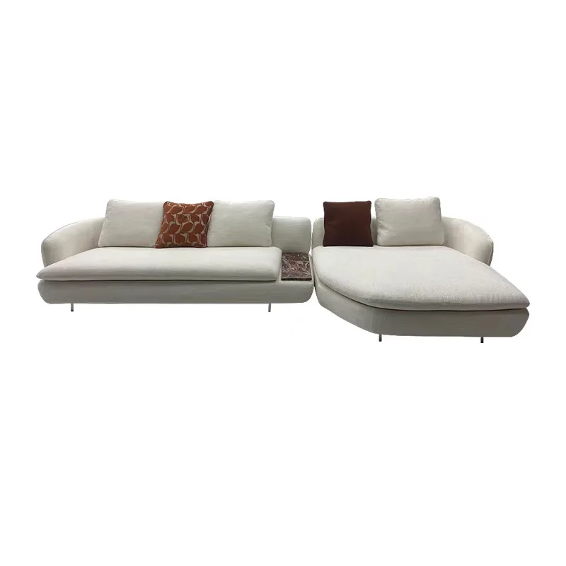 #Minimalist Curved Sectional Durable Reclining  Sofa Living Room Asymmetric Corner Teddy Fleece Fabric Sofa