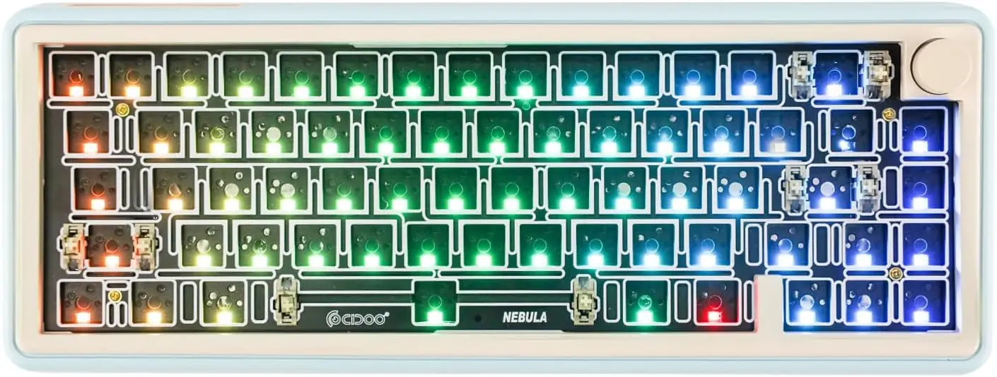 CIDOO Nebula 65% VIA-programmable Mechanical Keyboard DIY Kit Bluetooth/2.4Ghz/ Type-C Barebones Kit with Rotary Knob